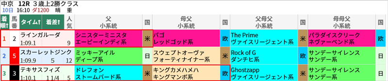 9/10(土)中京12R結果