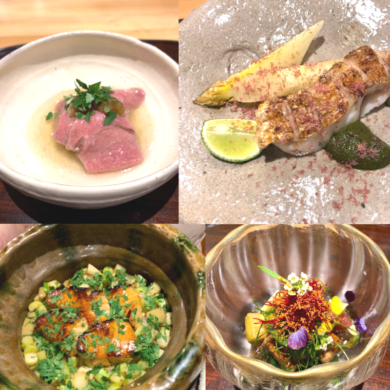  特別コースのお料理 白甘鯛の焼き物など 