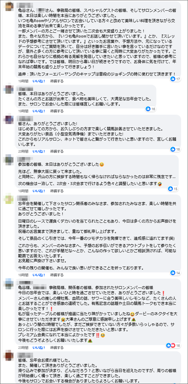  亀谷競馬サロン忘年会2023