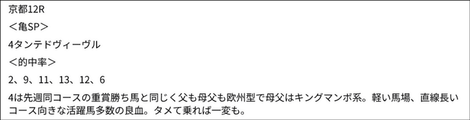 10/18(土)の京都最終レース「亀SP」予想
