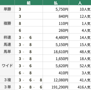 10月19日 東京10R 西湖特別