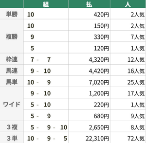 11月1日 東京10R 紅葉S
