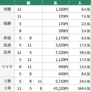 3月15日 中山9R 阿見特別
