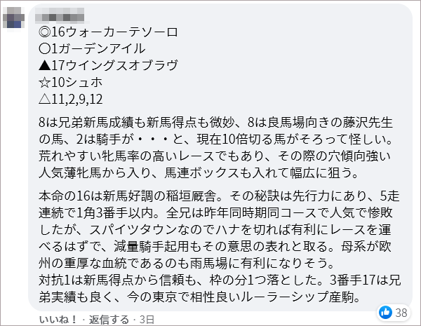 日曜東京5R サロンメンバーの見解