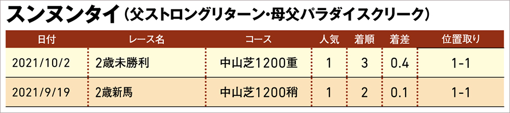 スンヌンタイ 戦績