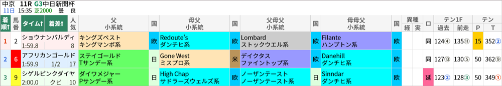 12/11(土)中京11R 結果