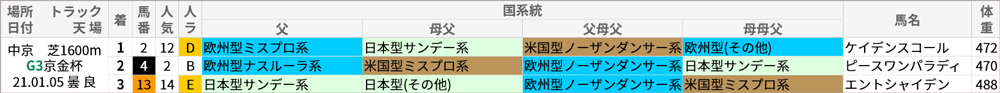 京都金杯 過去10年好走馬 国系統
