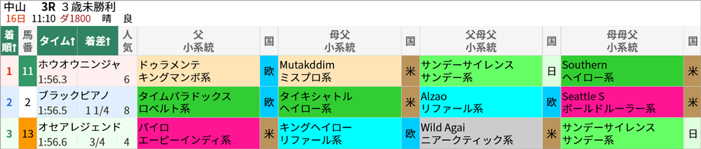 日曜中山3R 結果