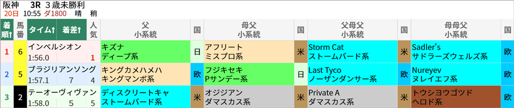 2/20(日)阪神3R 結果