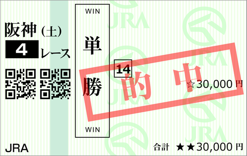 土曜阪神4R 的中馬券
