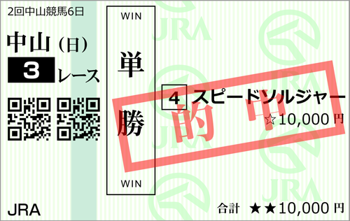 3/13(日) 中山3R 的中馬券