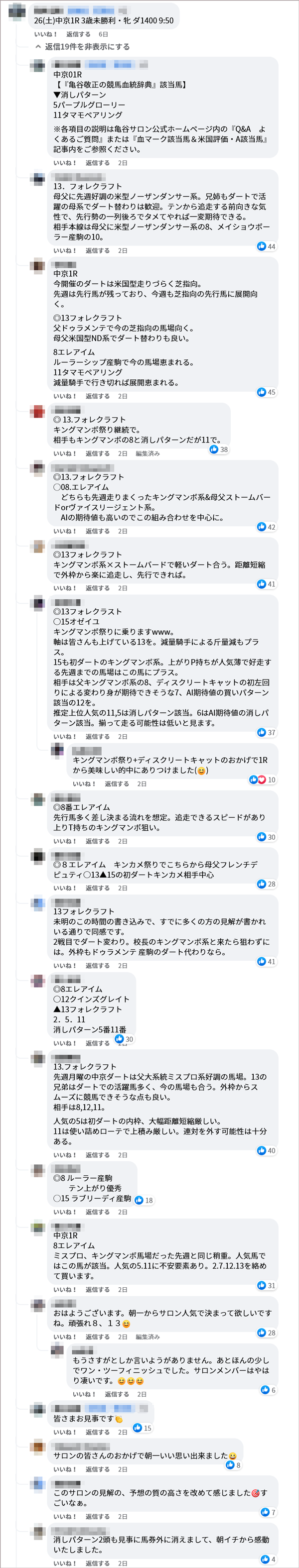 3/26(土)中京1R サロンメンバーの見解