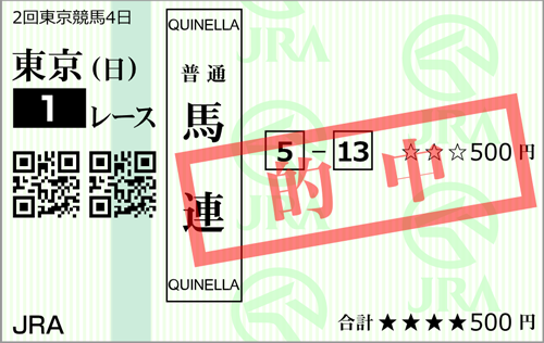 5/1(日)東京1R 的中馬券