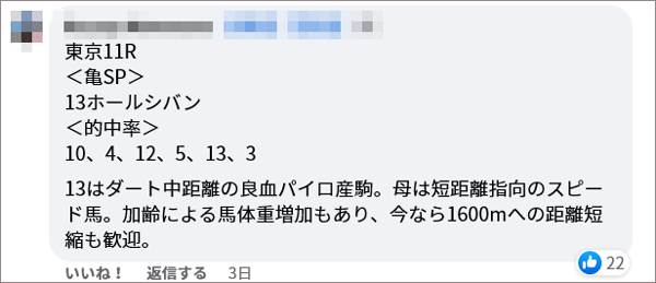 6/4(土)東京11R 亀SP