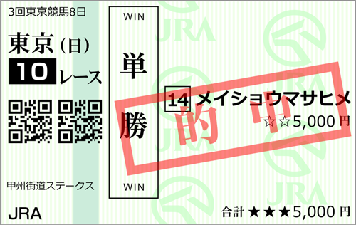 6/26(日)東京10R 的中馬券