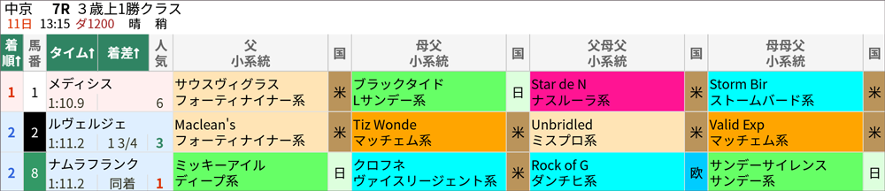 9/11(日)中京7R 結果