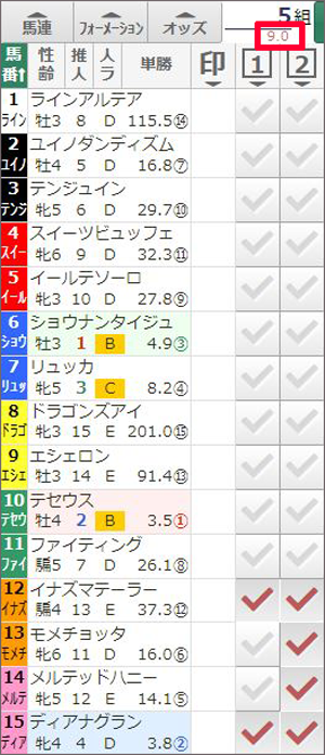 10/23(日)新潟12R 合成オッズ