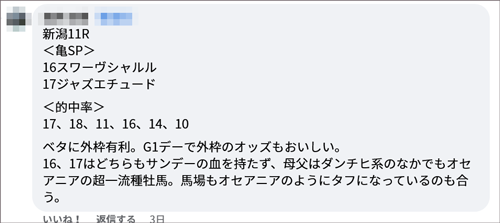 10/30(日)新潟11Rの亀SP