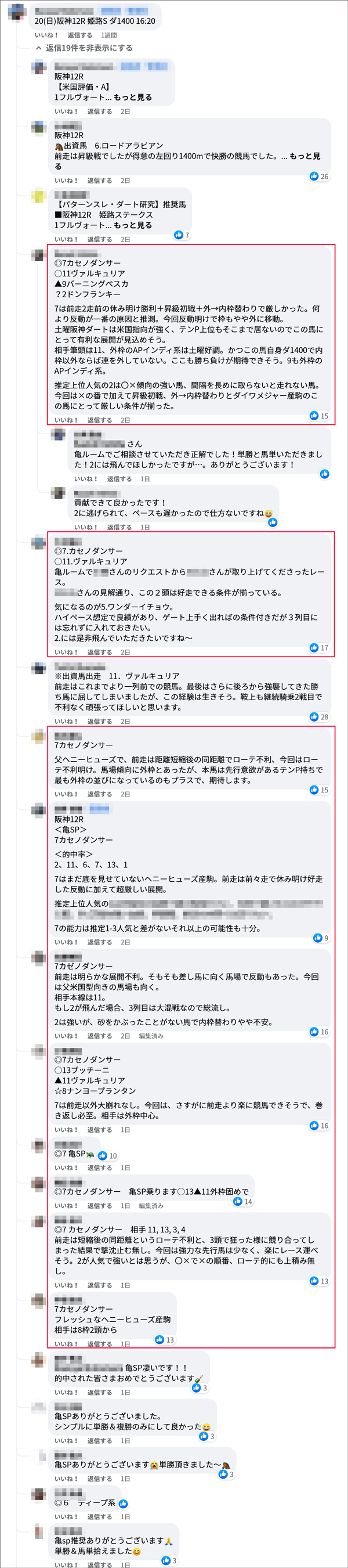 11/20(日)阪神12R サロンメンバーの見解