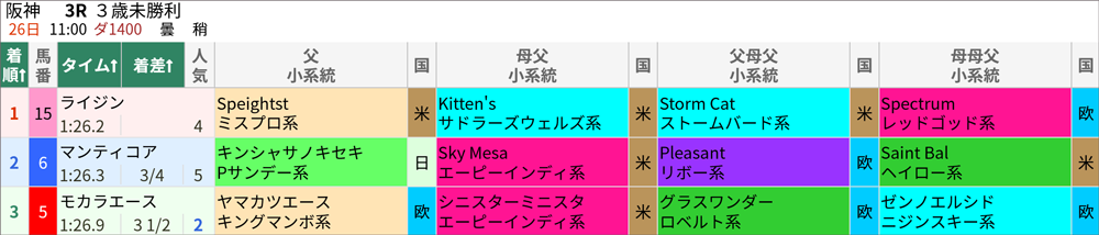2/26(日)阪神3R 結果