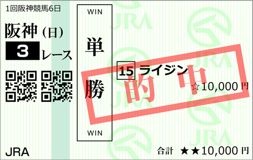 2/26(日)阪神3R 的中馬券
