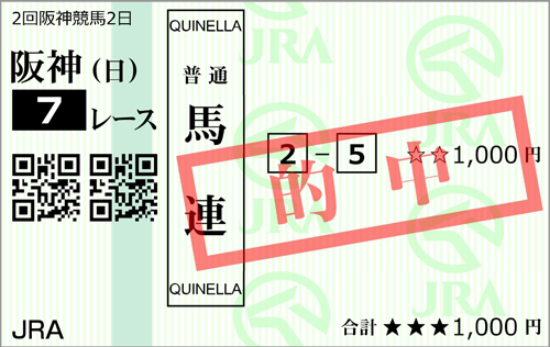 3/26(日)阪神7R 的中馬券