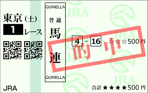 6月24日(土)東京1R 的中馬券