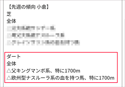 先週の血統・馬場傾向分析/亀谷敬正