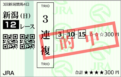 8月20日(日)新潟12R 的中馬券