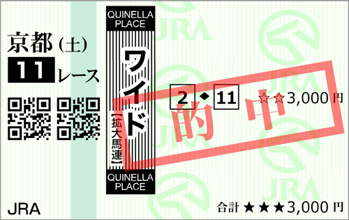 10月21日(土)京都11R 的中馬券