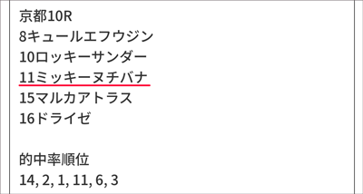 10/28(土)京都10R うまく当たる「亀AI」推奨馬