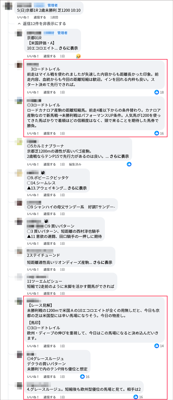 11月5日(日)京都1R サロンメンバーの見解