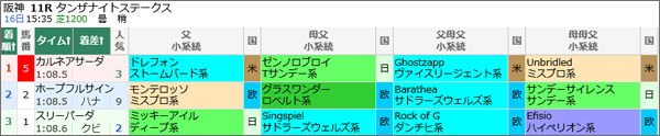 12月16日 阪神11R タンザナイトS結果