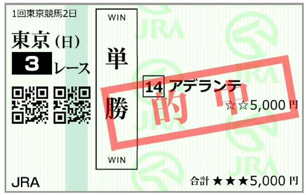 1月28日(日)東京3R購入馬券