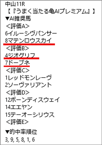 2月25日(日)中山11R亀AI推奨馬