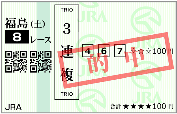 4月13日(土) 福島8R購入馬券