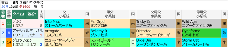 4月20日(土)東京6R 結果