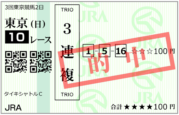 6月2日(日)東京10R 購入馬券
