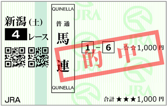 7月26日(土)新潟4R 購入馬券