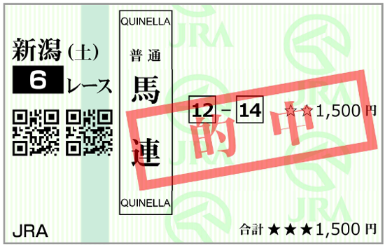 8月9日(土)新潟6R 購入馬券