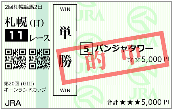 8月24日(日)札幌11R 購入馬券
