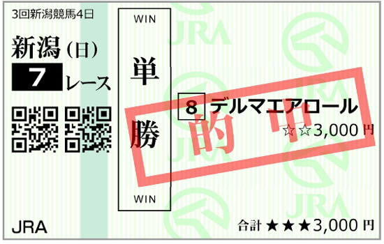 8月31日(日)新潟7R 購入馬券
