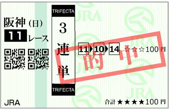9月14日(日)阪神11R 購入馬券
