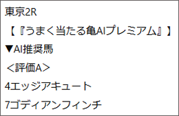 10月13日(月)東京2R 亀AI該当馬