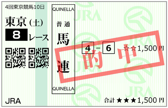 11月1日(土)東京8R 購入馬券