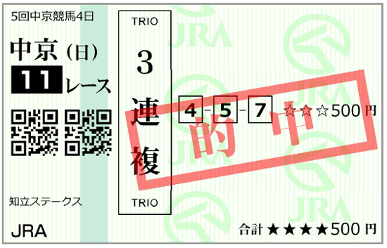 12月14日(日)中京11R購入馬券