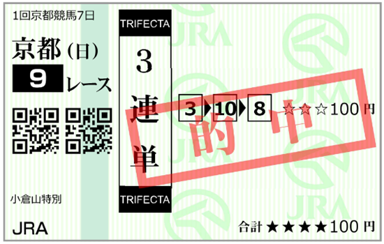 1月18日(日)京都9R購入馬券