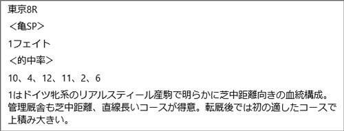 2月15日(日)東京8Rの結果