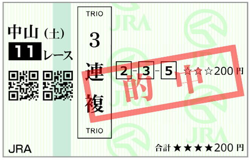 2月28日(土)中山11R購入馬券