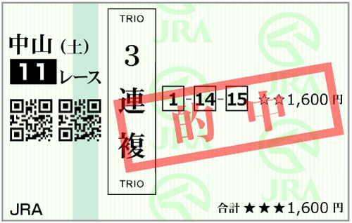 3月28日(土)中山11R購入馬券
